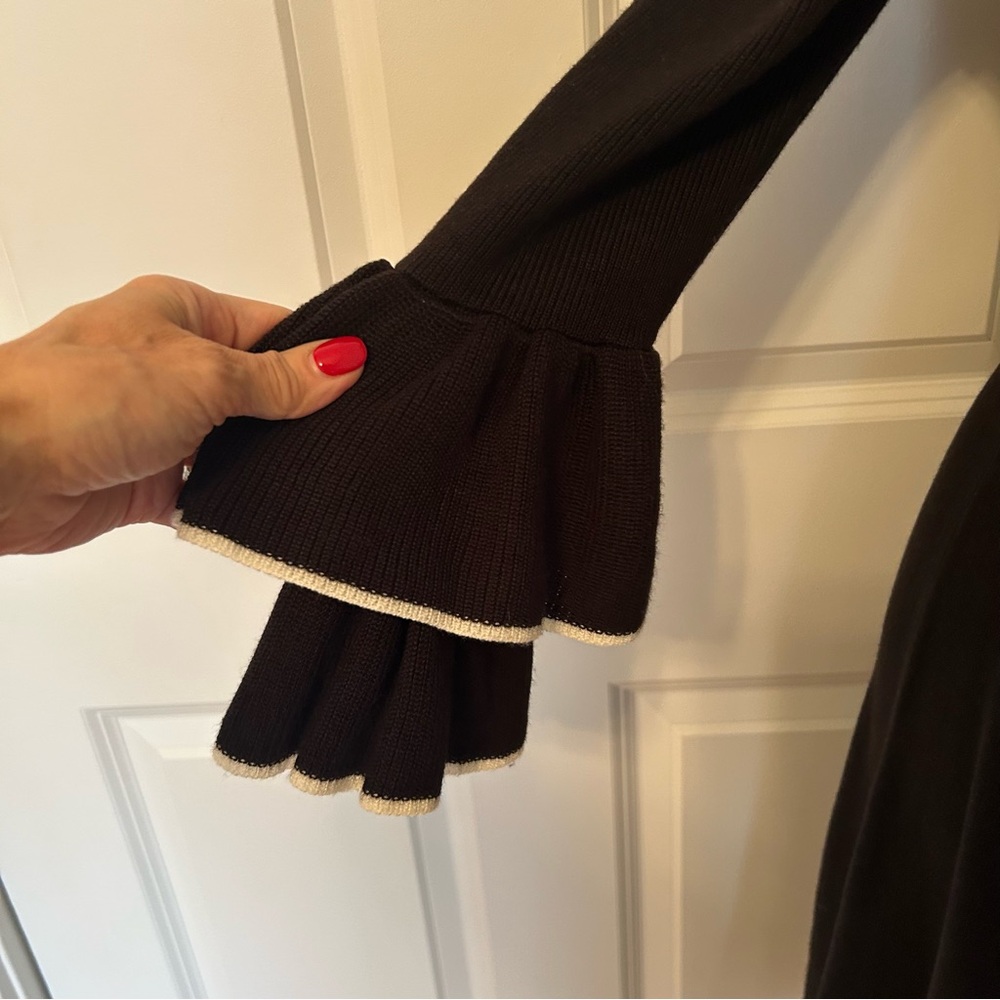 Vince Camuto Black Ruffle Sleeve Sweater Dress - Picture 3 of 4